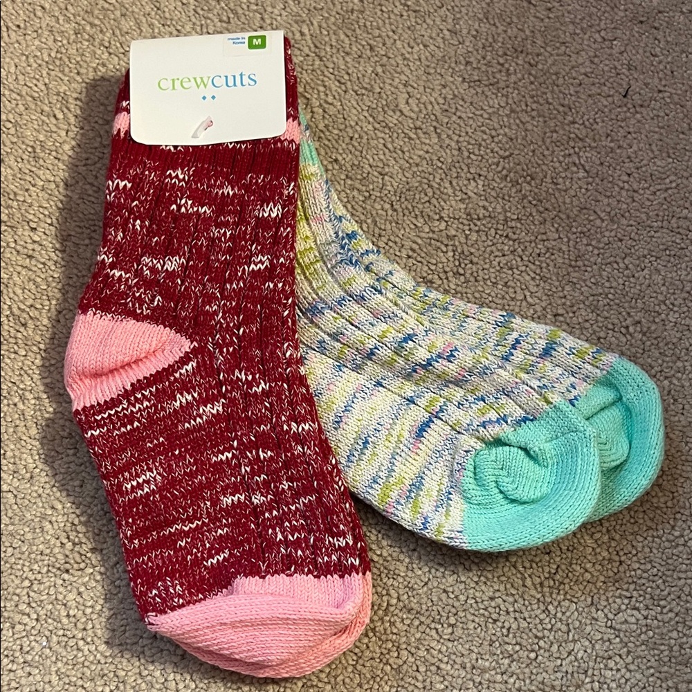 Crewcuts Red and Multicolor Knit Socks Duo